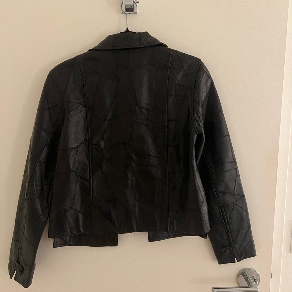 Ganni Black Leather Patchwork Jacket - image 2